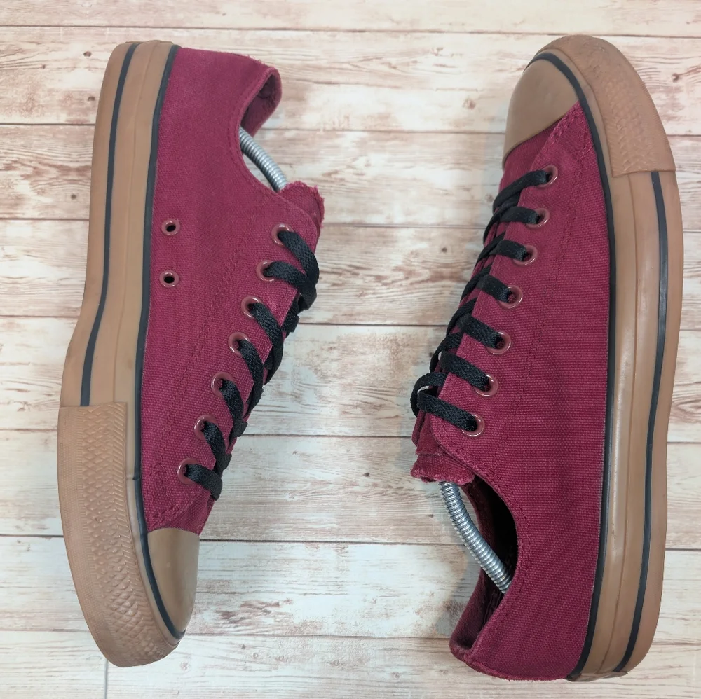 Converse All Star Low Top Wine Tan Gum Outsole Black Laces Dark Red Men's 11 - Picture 11 of 16